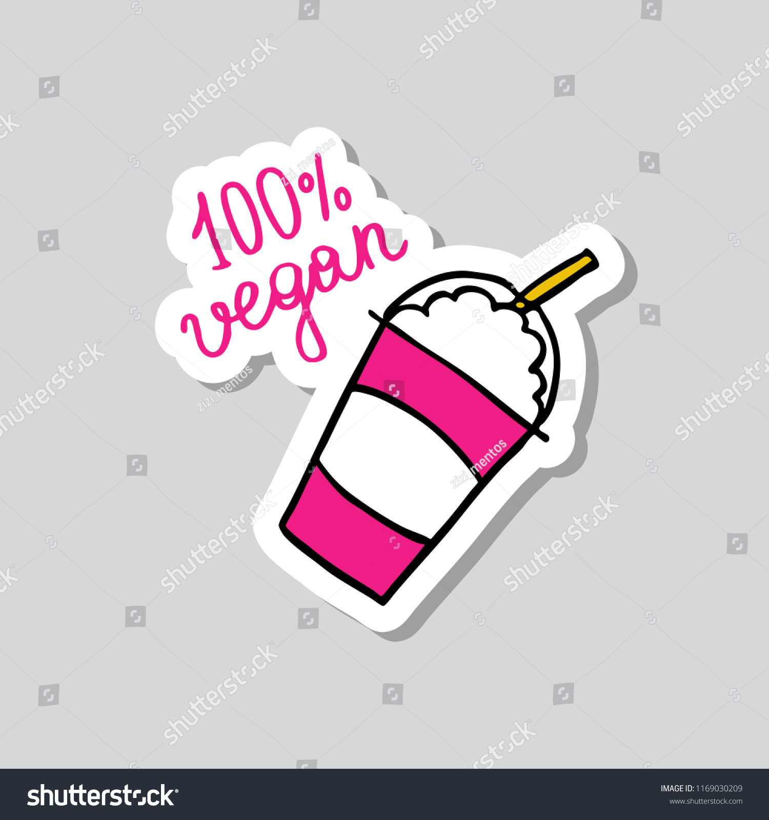 Stock vector vegan smoothie milkshake doodle sticker icon 1169030209