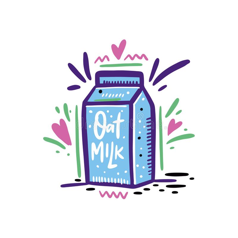 Oat milk hand drawn vector illustration lettering cartoon style isolated white background oat milk hand drawn vector 146607241
