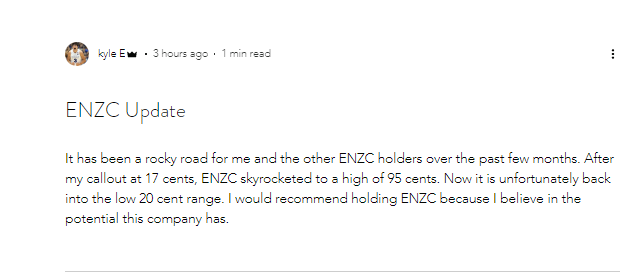 Enzc update